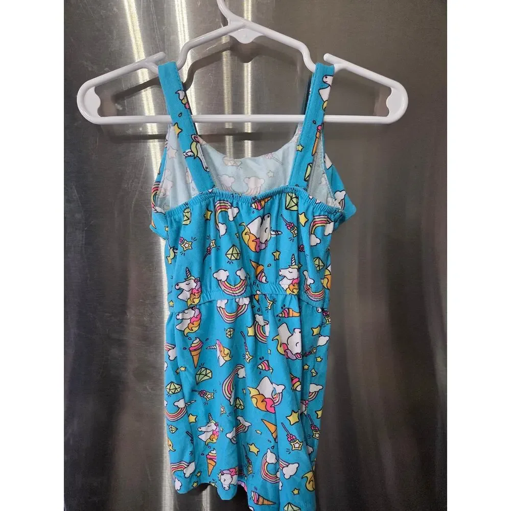 Blue Unicorn Rainbow Romper - Kidgets - 2T